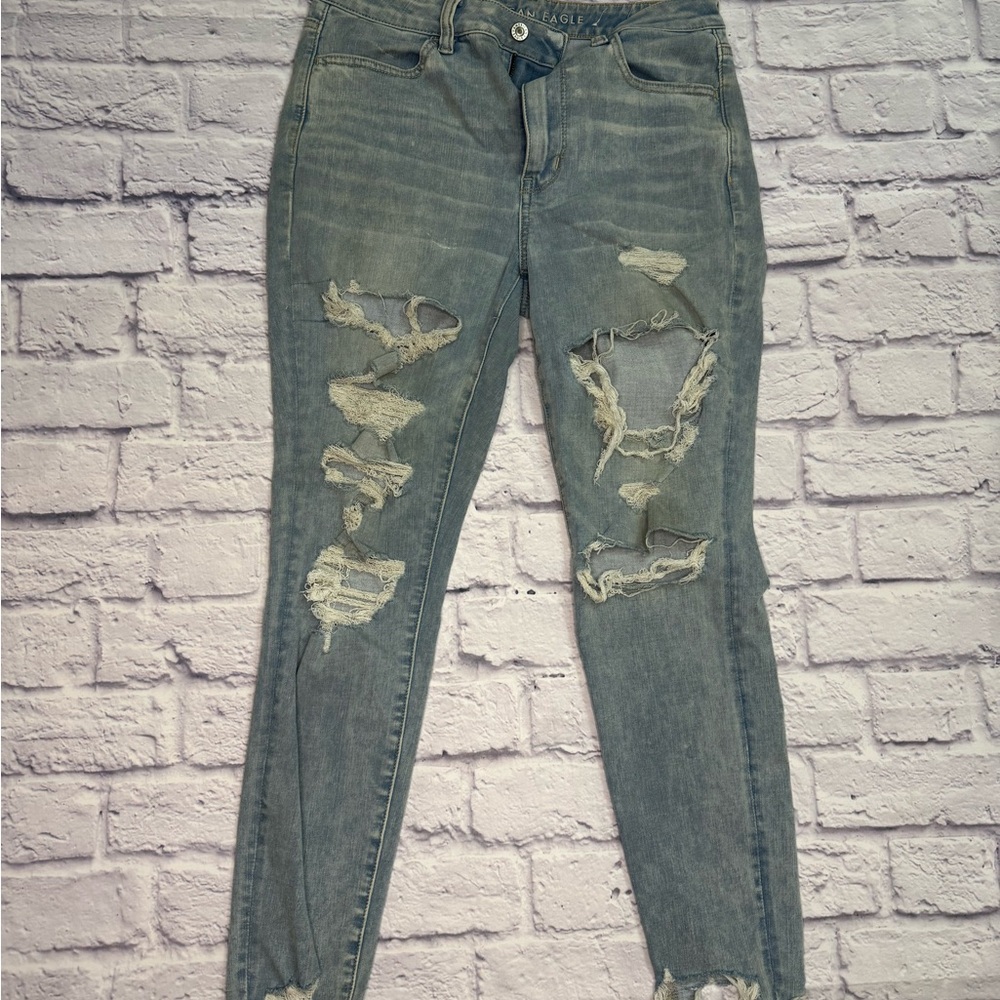 American Eagle Outfitters Ripped Gray Skinny Jeans
